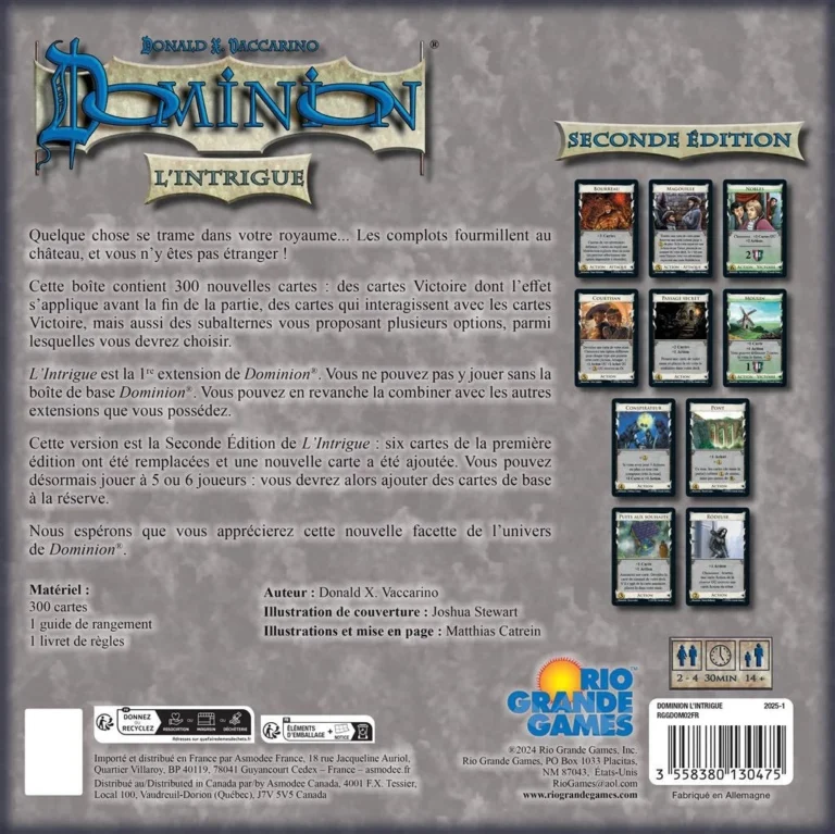 Boîte jeu Dominion L'Intrigue Seconde Édition cartes