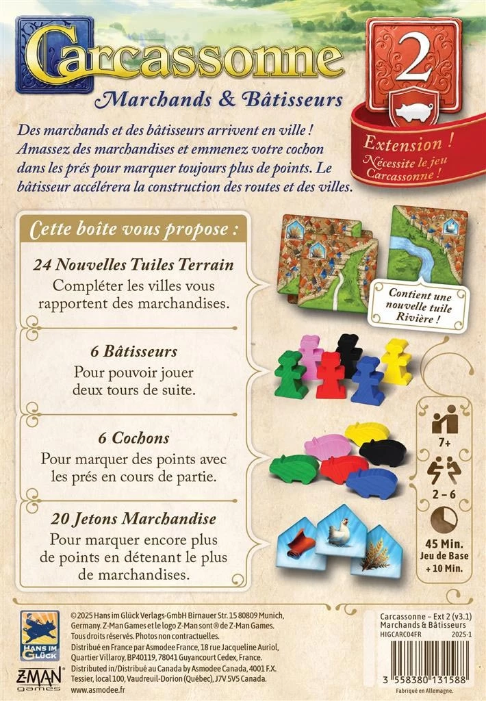 Carcassonne Marchands & Bâtisseurs extension jeu plateau