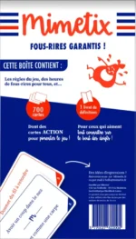 Boîte de jeu Mimetix avec règles et cartes amusantes