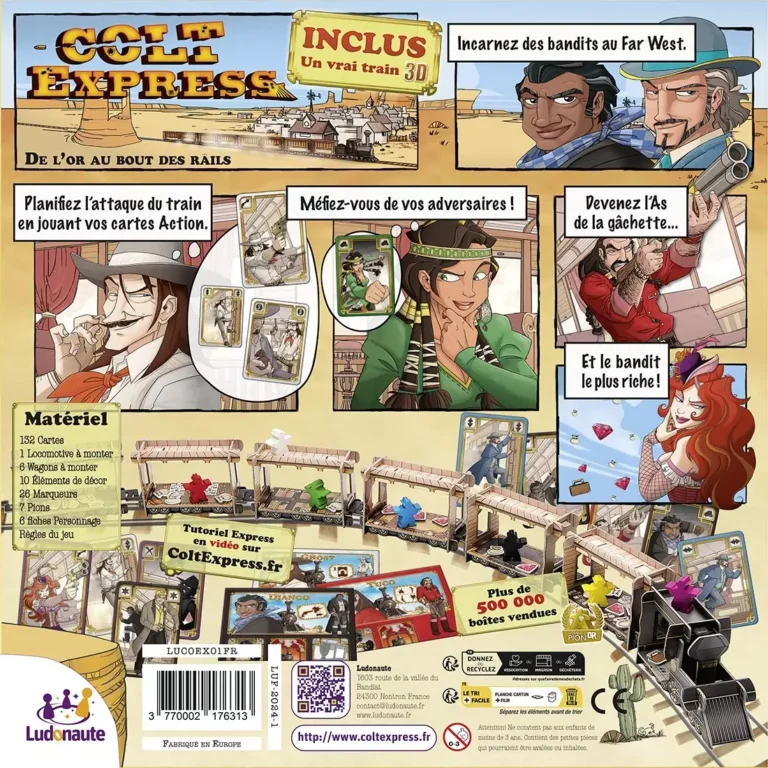 Boîte jeu Colt Express train Western bandits cartes