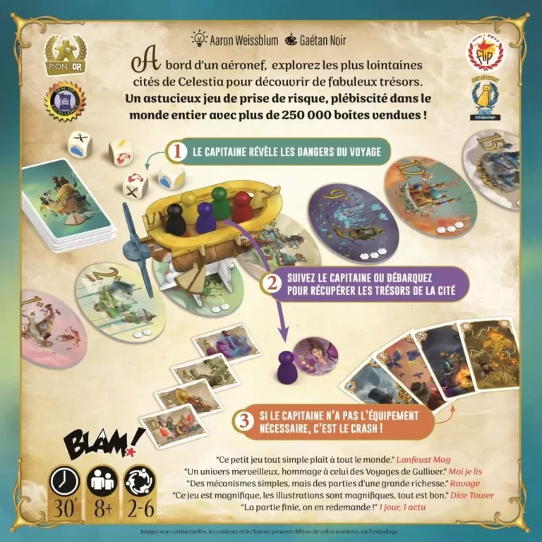 Jeu de société Pion'Or, aventure aérienne explorer Celestia