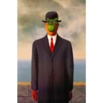 Homme en costume avec pomme verte à la place du visage