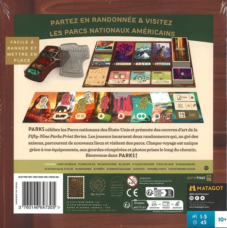 Boîte jeu de société PARKS randonnée parcs nationaux américains