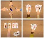 Parties de jeu de cartes avec des mains jouant