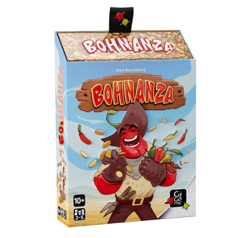 Jeu de société Bohnanza boîte avec personnage piment riant