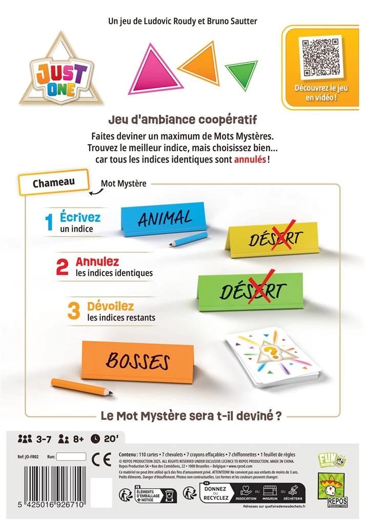 Just One, jeu coopératif de devinette avec mots mystères