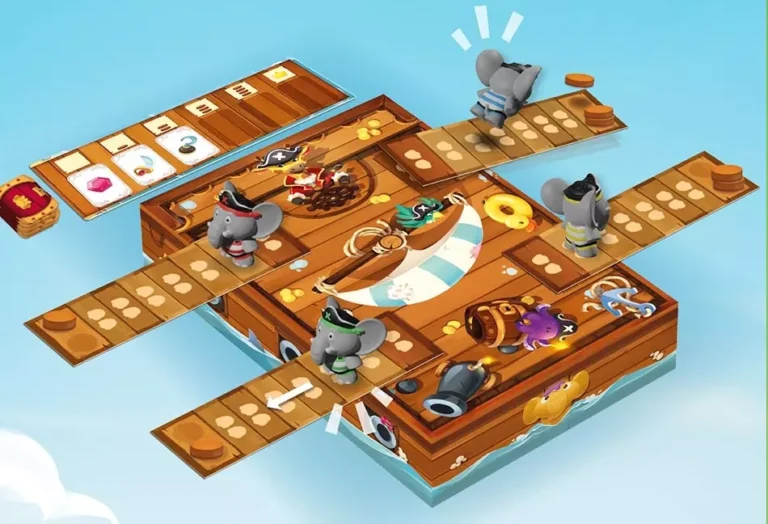 Jeu de plateau en bois avec souris et pièces colorées