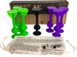 Jeu Tossit avec gobelets verts, noirs et violets