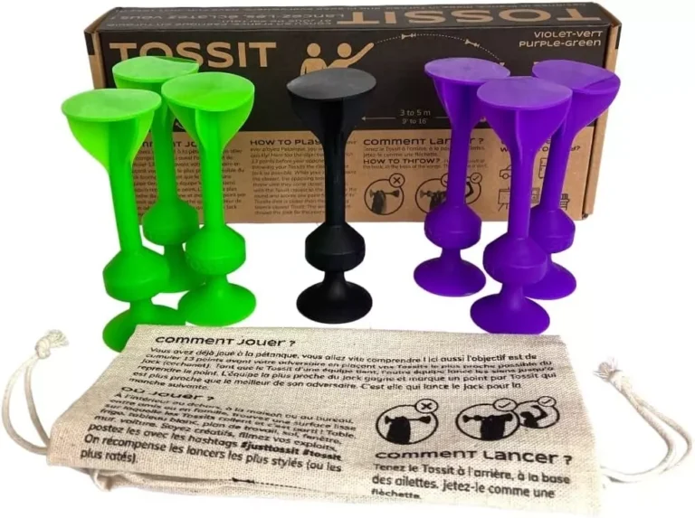 Jeu Tossit avec gobelets verts, noirs et violets