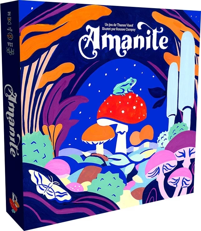 FFNFC0AW48.webp Boîte jeu Amanite illustration fantastique champignons colorés