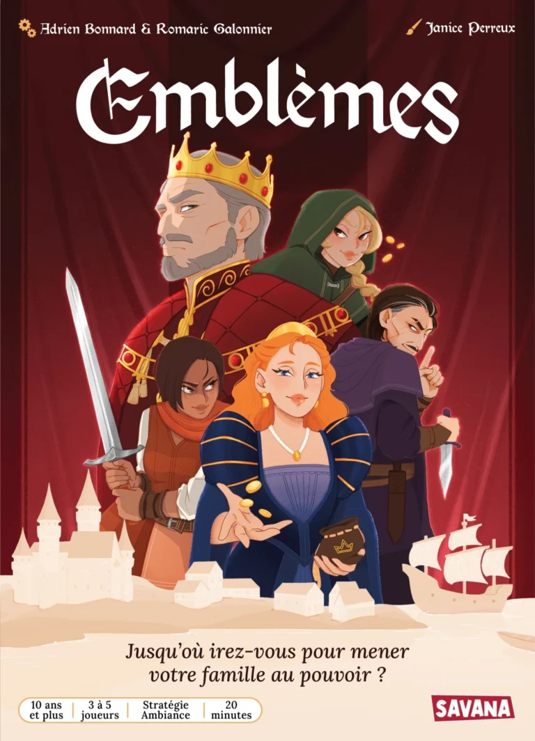 Couverture jeu Emblèmes avec personnages médiévaux fantasy
