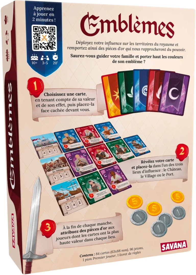 Boîte jeu Emblèmes stratégie cartes royaumes territoires