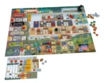 Jeu de société complet avec plateau, pions et jetons colorés