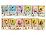 Cartes jeu de société avec personnages colorés et règles