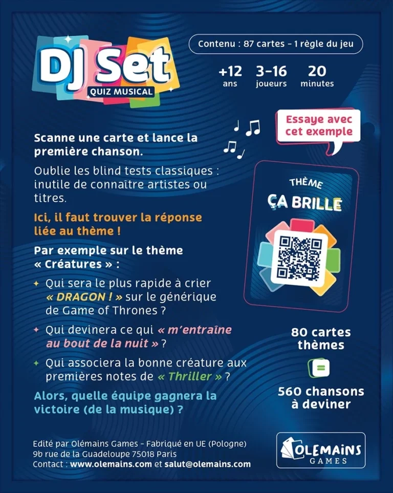 DJ Set Quiz Musical jeu de cartes thématique musique