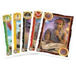 Cartes de jeu fantasy avec chiffres et personnages aventuriers