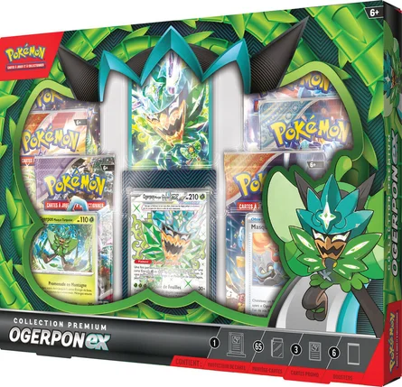 Boîte collection premium Pokémon Ogerponex avec cartes et figurines