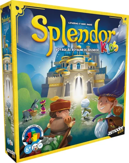 Boîte jeu Splendor Kids château fantastique jaune bleu