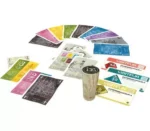Jeu de société avec cartes colorées et cylindre central