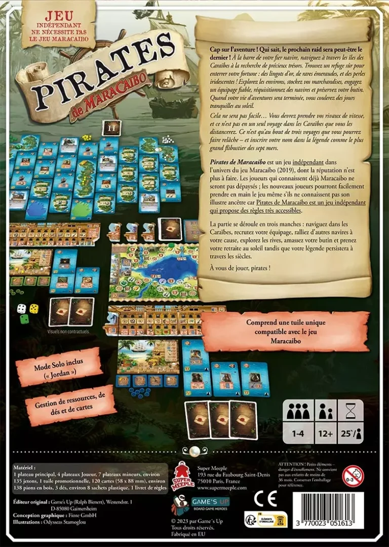Boîte jeu Pirates Maracaibo avec plateaux et composants