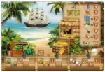 Jeu de puzzle tropical avec navire et trésor pirate