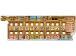 Plateau de jeu en bois avec cases numérotées et symboles