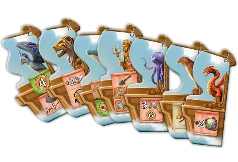 Figurines de navigation mythologique avec numéros et statues