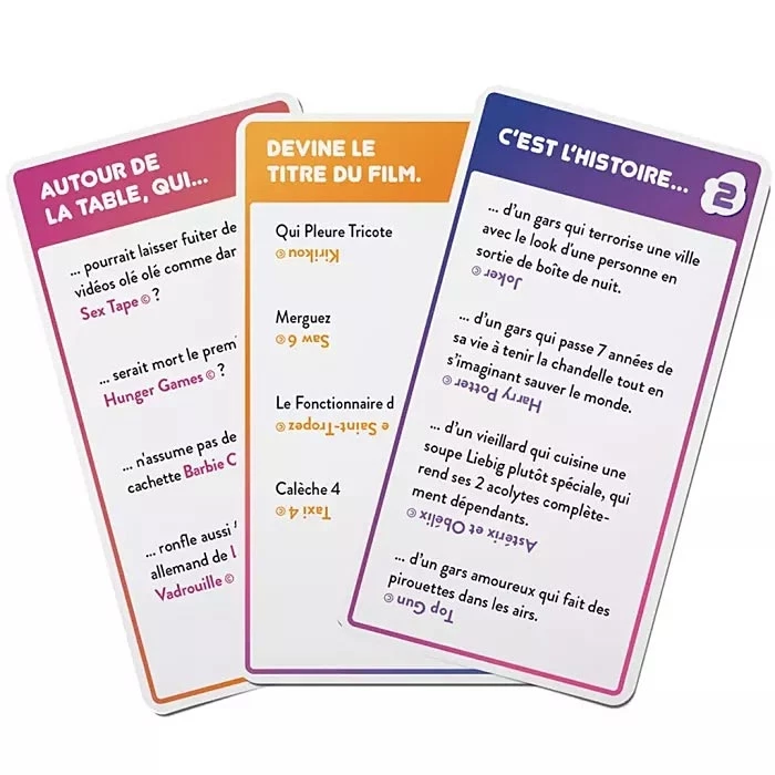 Jeu de cartes avec questions sur films et séries télévisées