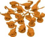 Collection de figurines dinosaures oranges en argile