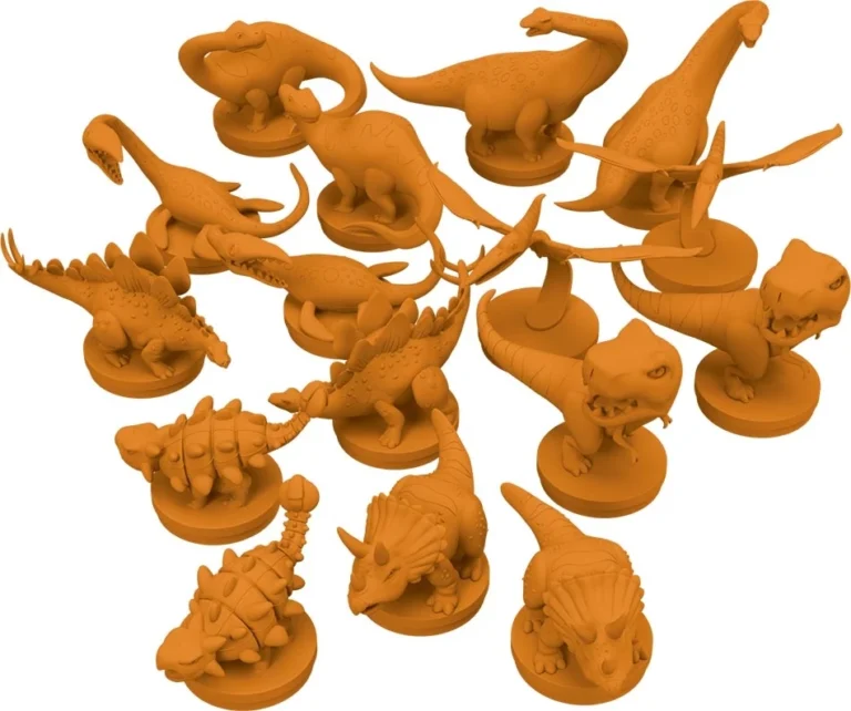 Collection de figurines dinosaures oranges en argile