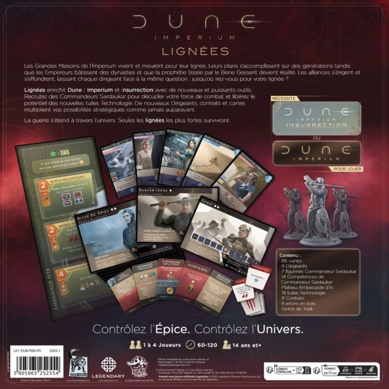 Dune Imperium Lignées extension jeu plateau cartes figurines