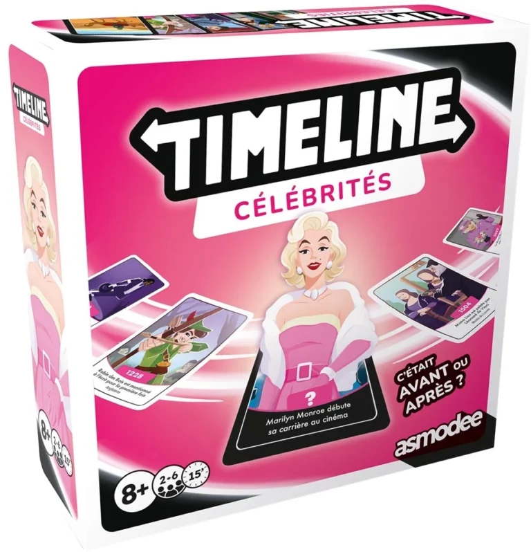 Jeu de société Timeline Célébrités avec cartes Marilyn Monroe