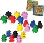 Pions colorés jeu de société avec plateaux châteaux