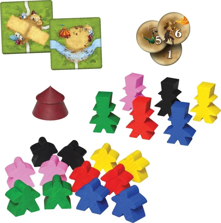 Jeu de plateau avec pions colorés et cartes de jeu