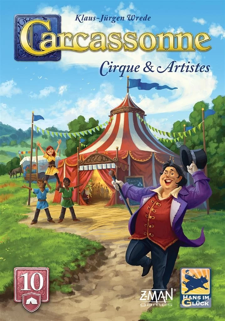 Couverture jeu Carcassonne Cirque et Artistes avec chapiteau
