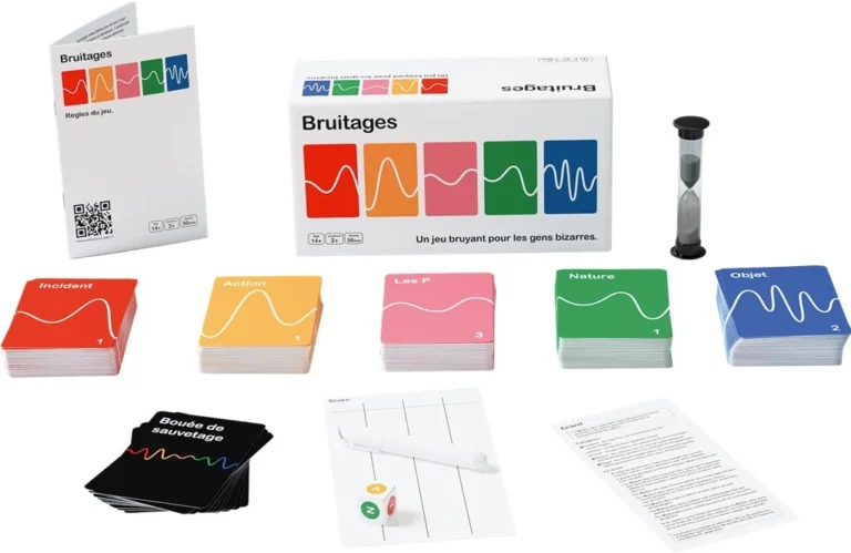 Jeu de société Bruitages avec cartes colorées et accessoires