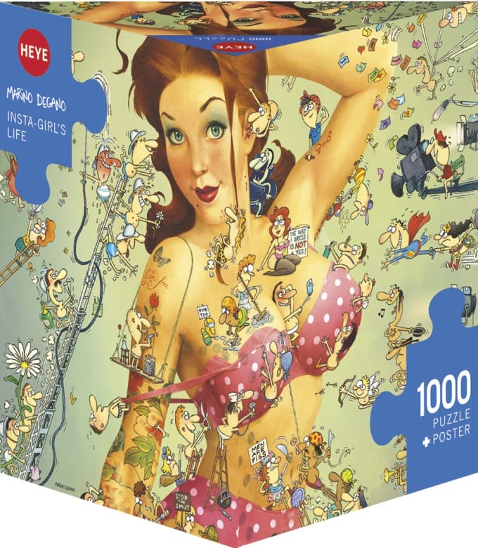 Puzzle 1000 pièces Insta-Girl's Life illustration colorée surréaliste