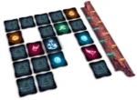 Jeu de plateau avec tuiles carrées illuminées et bâton marron