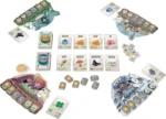 Composants jeu de société Évolution avec plateaux joueurs et cartes