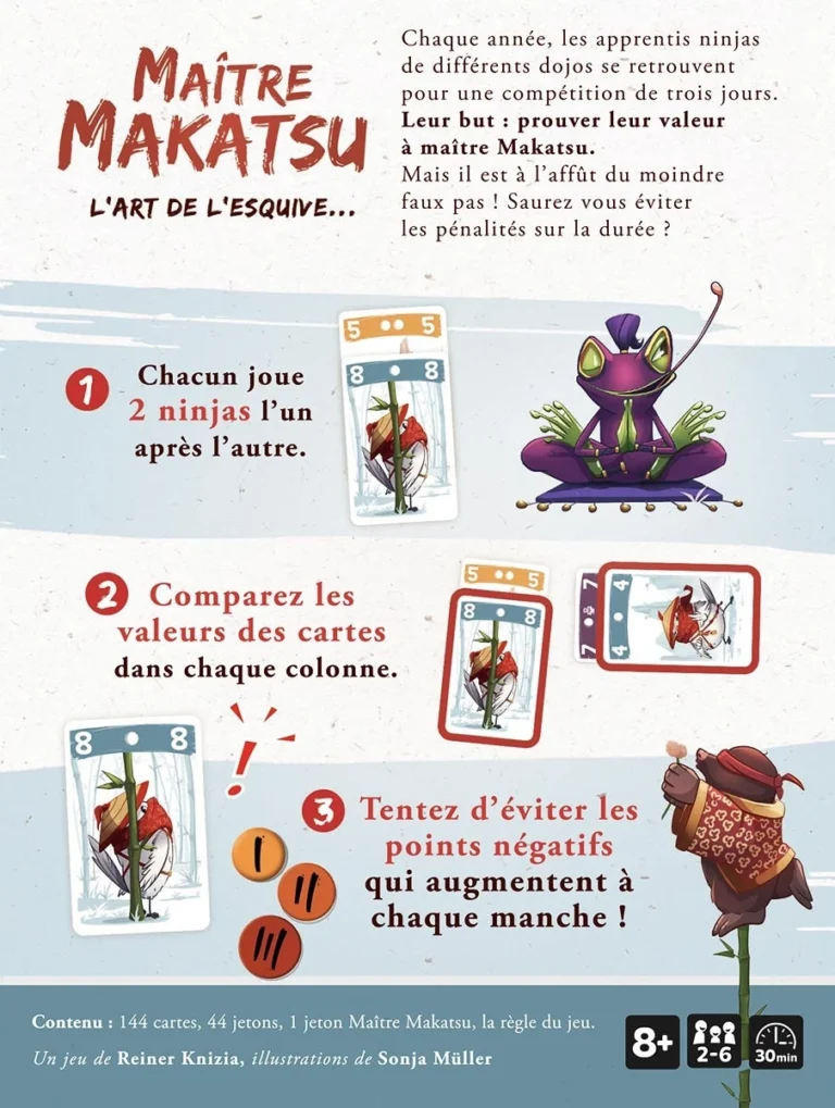 Règles jeu Maître Makatsu art esquive ninjas