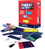 Jeu de société Piment qui Ment avec boîte rouge et cartes colorées