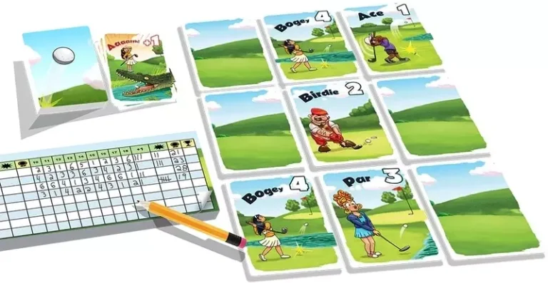 Jeu de golf enfants avec cartes illustrations et grille score