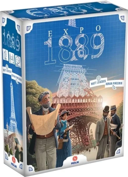 Boîte de jeu de société Expo 1889 avec Tour Eiffel