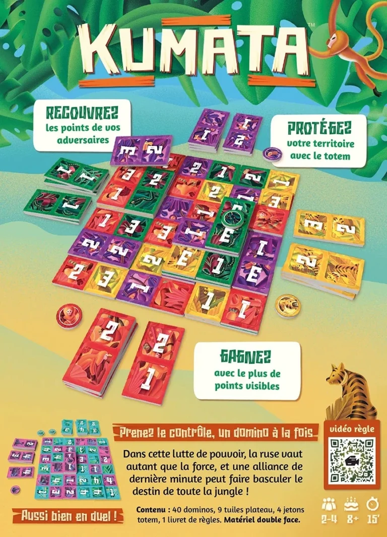 Jeu de société Kumata avec dominos colorés