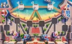 Vue aérienne stylisée d’un port côtier animé