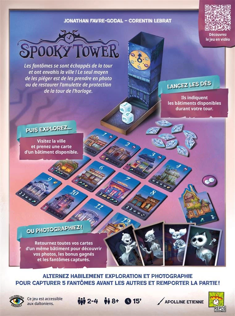 Jeu de société Spooky Tower et ses composants
