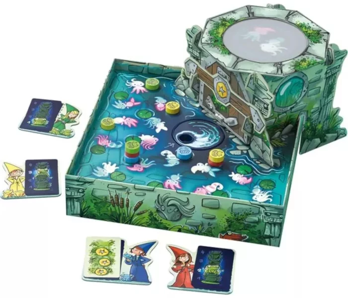 Jeu de société fantasy avec étang et cartes