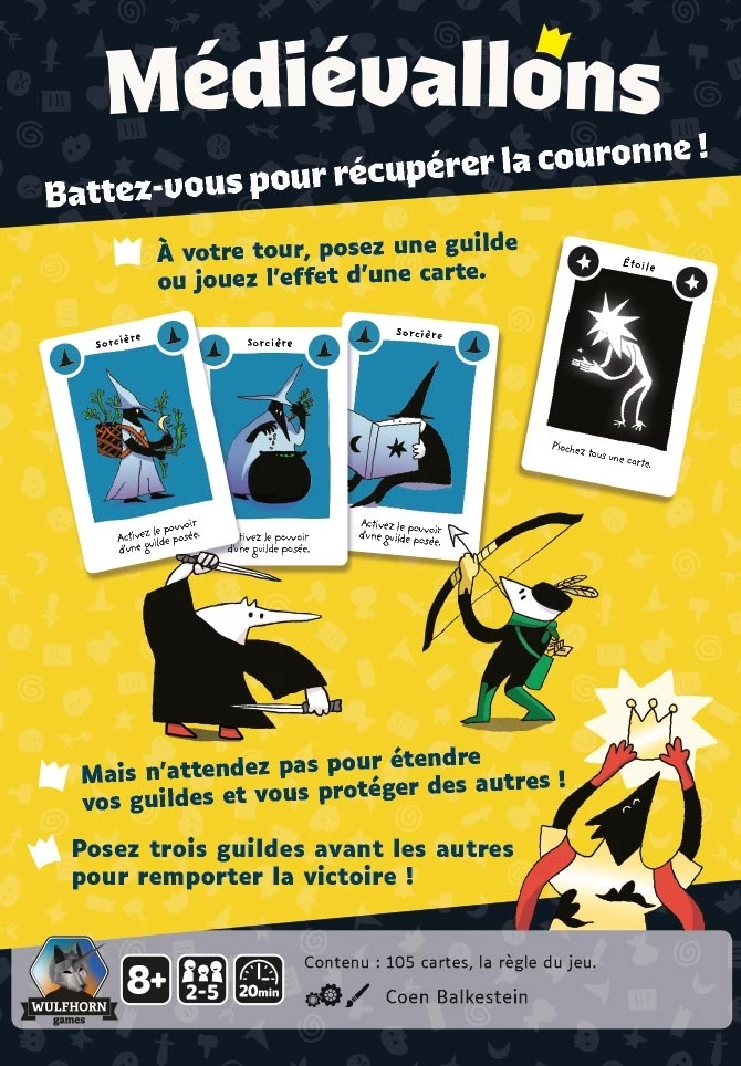 Affiche jeu de cartes Médiévallons avec règles et illustrations