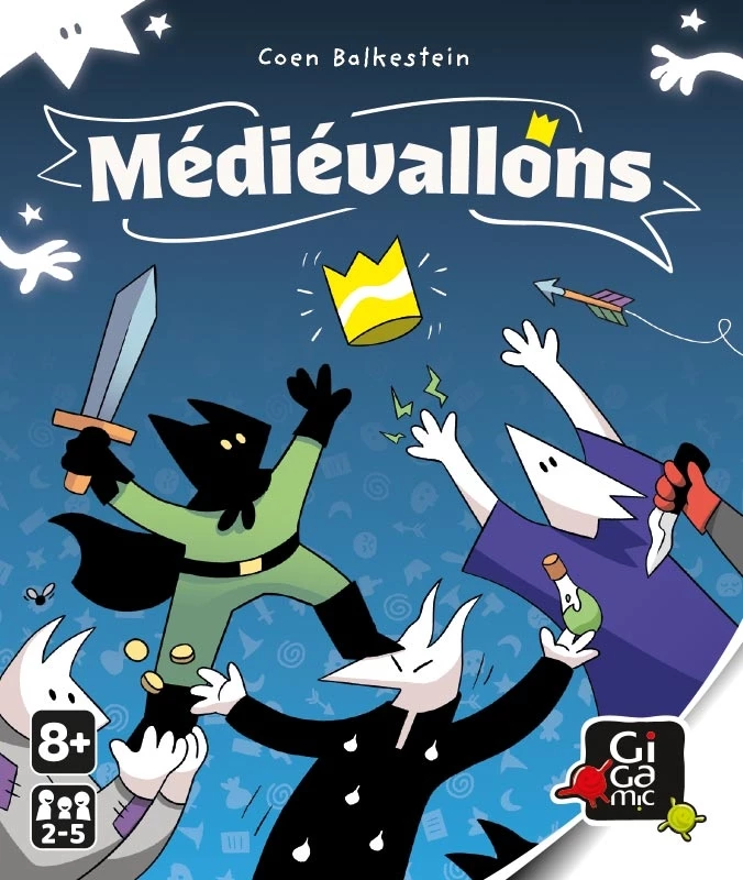Couverture jeu Médievallons avec chevaliers et couronne