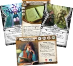 Cartes de jeu Arkham Horror avec personnage psychologue et textes français